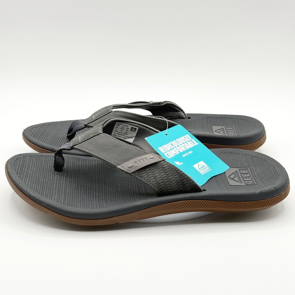 Reef Santa Ana Flip Flops Mens Size 14 Grey Cushion Comfort NEW